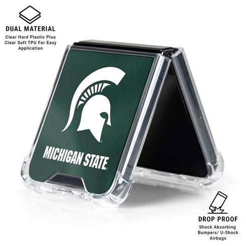 Michigan State University Green Jersey Galaxy Z Flip6 Clear Case